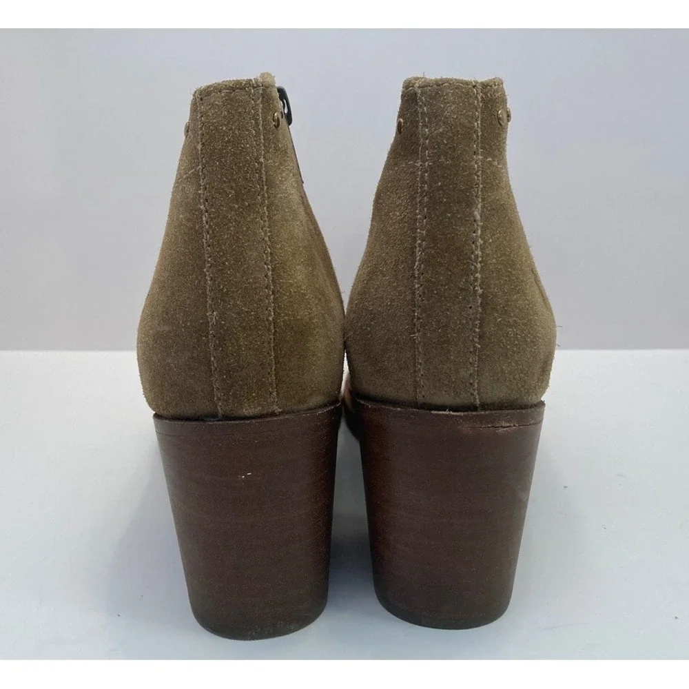 FRYE Nora Studded Suede Ankle Bootie Side Zip Sand Tan Women's Size 7.5‎